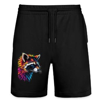 Raccoon Motif Animal Lover Art Artwork - Stanley/Stella Trainer Unisex Organic Jogging Shorts - black - Front - Nik (191cm) & Marisol (170cm)