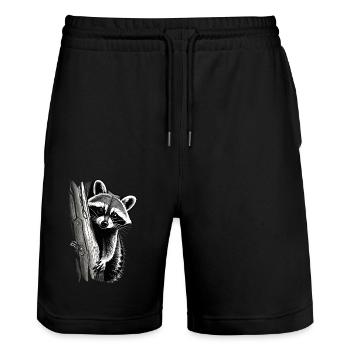 Raccoon Motif Animal Lover Art Artwork - Stanley/Stella Trainer Unisex Organic Jogging Shorts - black - Front - Nik (191cm) & Marisol (170cm)