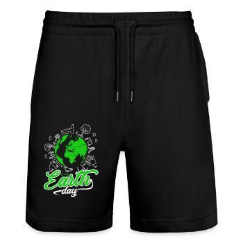 Earth Day 22 April - Stanley/Stella Trainer Unisex Organic Jogging Shorts - black - Front - Nik (191cm) & Marisol (170cm)