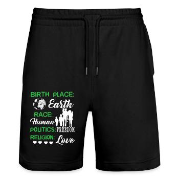 Happy Earth Day Birthday - Stanley/Stella Trainer Unisex Organic Jogging Shorts - black - Front - Nik (191cm) & Marisol (170cm)