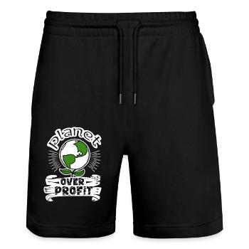 Earth Day Planet Earth Over Profit - Stanley/Stella Trainer Unisex Organic Jogging Shorts - black - Front - Nik (191cm) & Marisol (170cm)