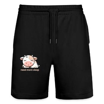 Conception paisible de la vache - Détendez-vous et détendez-vous - Short de jogging bio TRAINER Stanley/Stella unisexe - noir - Devant - Nik (191cm) & Marisol (170cm)