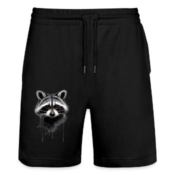 Raccoon Motif Animal Lover Art Artwork - Stanley/Stella Trainer Unisex Organic Jogging Shorts - black - Front - Nik (191cm) & Marisol (170cm)