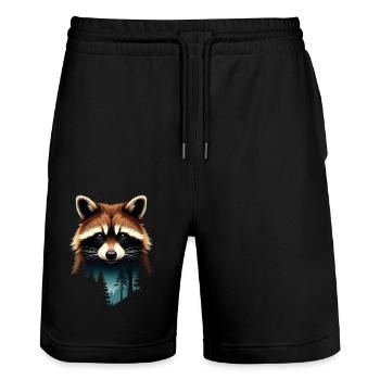 Raccoon Motif Animal Lover Art Artwork - Stanley/Stella Trainer Unisex Organic Jogging Shorts - black - Front - Nik (191cm) & Marisol (170cm)