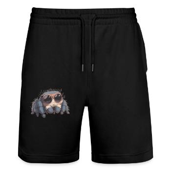 Jumping Spider Springspinnen Springspinne - Stanley/Stella Unisex Bio Joggingshorts Trainer  - Schwarz - Vorne - Nik (191cm) & Marisol (170cm)