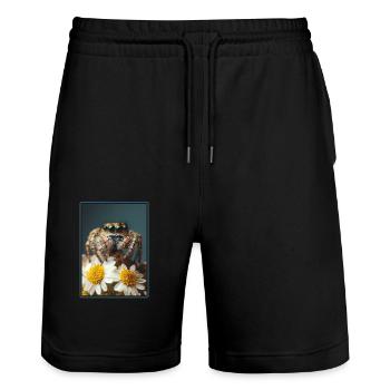 Jumping Spider Springspinnen Springspinne - Stanley/Stella Unisex Bio Joggingshorts Trainer  - Schwarz - Vorne - Nik (191cm) & Marisol (170cm)