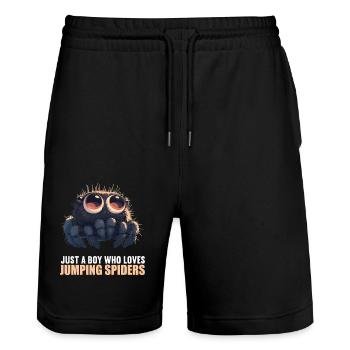 Jumping Spider Springspinnen Springspinne - Stanley/Stella Unisex Bio Joggingshorts Trainer  - Schwarz - Vorne - Nik (191cm) & Marisol (170cm)