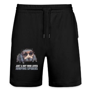 Jumping Spider Springspinnen Springspinne - Stanley/Stella Unisex Bio Joggingshorts Trainer  - Schwarz - Vorne - Nik (191cm) & Marisol (170cm)