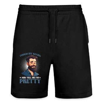 Touch My Beard And Tell Me I'm Pretty 12 - Stanley/Stella Unisex Bio Joggingshorts Trainer  - Schwarz - Vorne - Nik (191cm) & Marisol (170cm)