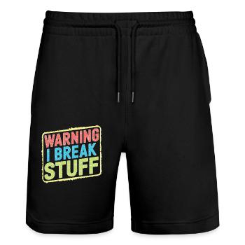 Warning I Break Stuff 21 - Stanley/Stella Unisex Bio Joggingshorts Trainer  - Schwarz - Vorne - Nik (191cm) & Marisol (170cm)