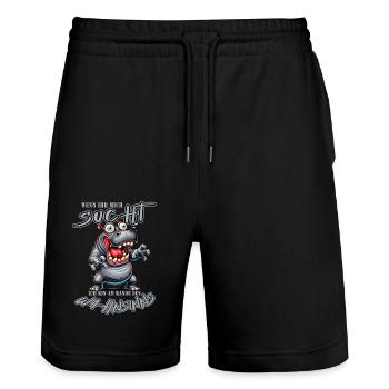 Crazy Nilpferd am Rande des Wahnsinns Comic Stil - Stanley/Stella Unisex Bio Joggingshorts Trainer  - Schwarz - Vorne - Nik (191cm) & Marisol (170cm)