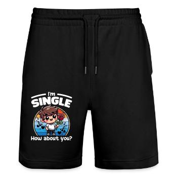 I'M SINGLE, HOW ABOUT YOU - HAPPY VALENTINE'S DAY - Stanley/Stella Trainer Unisex Organic Jogging Shorts - black - Front - Nik (191cm) & Marisol (170cm)