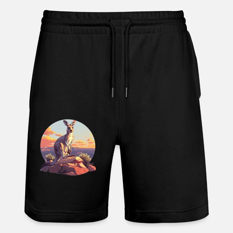Kängurus Känguru - Stanley/Stella Unisex Bio Joggingshorts Trainer  - Schwarz