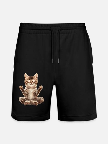 Katze - Stanley/Stella Unisex Bio Joggingshorts Trainer - Schwarz