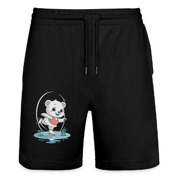Ours polaire mignon sur patins - Short de jogging bio TRAINER Stanley/Stella unisexe - noir - Devant - Nik (191cm) & Marisol (170cm)