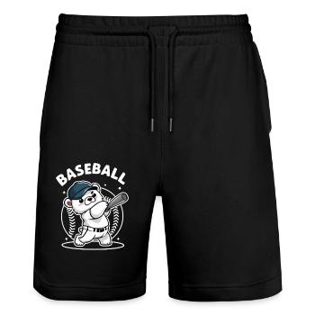 Mignon Baseball Ours Dessin Animé Style Chauve-souris - Short de jogging bio TRAINER Stanley/Stella unisexe - noir - Devant - Nik (191cm) & Marisol (170cm)