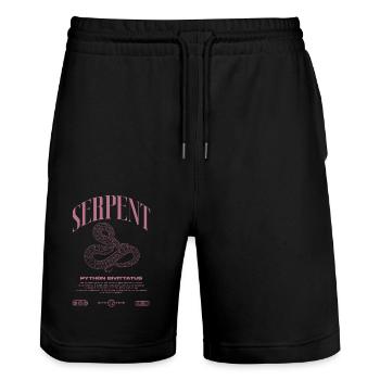 Burmesische Python Moderne Reptilienhalter Streetwear - Stanley/Stella Unisex Bio Joggingshorts Trainer  - Schwarz - Vorne - Nik (191cm) & Marisol (170cm)