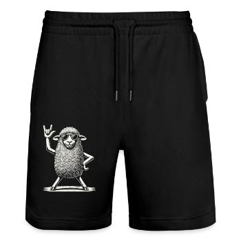 Heavy Metal Festival Rock Musik Konzert Schaf - Stanley/Stella Unisex Bio Joggingshorts Trainer  - Schwarz - Vorne - Nik (191cm) & Marisol (170cm)
