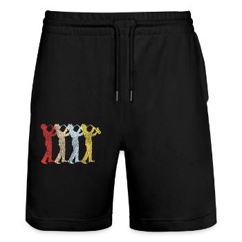 Saxophone Retro Vintage - Stanley/Stella Trainer Unisex Organic Jogging Shorts - black - Front - Nik (191cm) & Marisol (170cm)