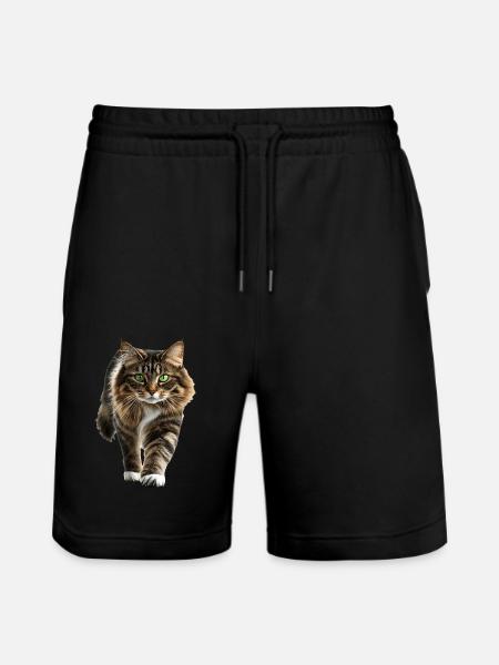 Norwegische Waldkatze - Stanley/Stella Unisex Bio Joggingshorts Trainer - Schwarz