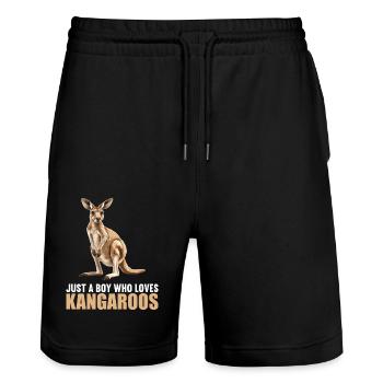 Kangaroos Kangaroo - Stanley/Stella Trainer Unisex Organic Jogging Shorts - black - Front - Nik (191cm) & Marisol (170cm)