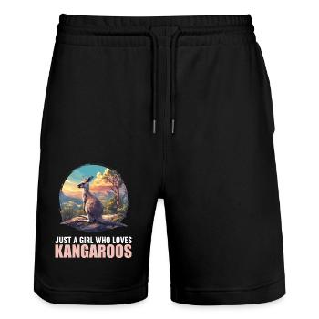 Kangaroos Kangaroo - Stanley/Stella Trainer Unisex Organic Jogging Shorts - black - Front - Nik (191cm) & Marisol (170cm)