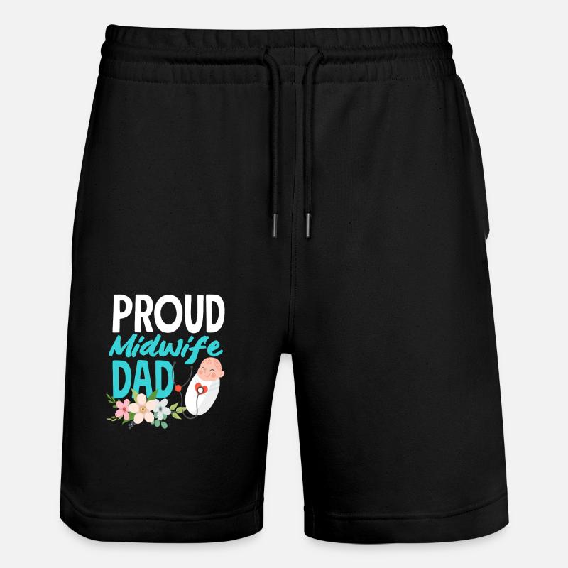 Stolzer Hebamme Papa - Stanley/Stella Unisex Bio Joggingshorts Trainer  - Schwarz