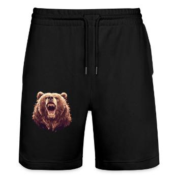 Ours Kodiak Ours Kodiak - Short de jogging bio TRAINER Stanley/Stella unisexe - noir - Devant - Nik (191cm) & Marisol (170cm)