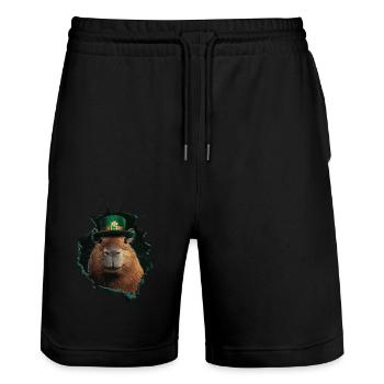 St. Patrick's Wasserschwein - Stanley/Stella Unisex Bio Joggingshorts Trainer  - Schwarz - Vorne - Nik (191cm) & Marisol (170cm)