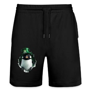 St. Patrick Pinguin - Stanley/Stella Unisex Bio Joggingshorts Trainer  - Schwarz - Vorne - Nik (191cm) & Marisol (170cm)