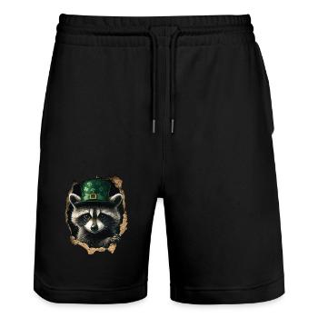 St. Patrick Waschbär - Stanley/Stella Unisex Bio Joggingshorts Trainer  - Schwarz - Vorne - Nik (191cm) & Marisol (170cm)