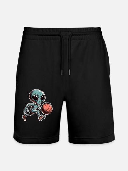 Alien Basketball Dunking - Stanley/Stella Trainer Unisex Organic Jogging Shorts - black