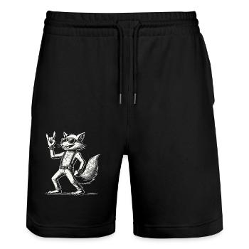 Rock Musik Fuchs Konzert Festival Design - Stanley/Stella Unisex Bio Joggingshorts Trainer  - Schwarz - Vorne - Nik (191cm) & Marisol (170cm)