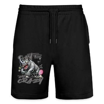 Mignon mais fou rhino style bande dessinée Motif drôle - Short de jogging bio TRAINER Stanley/Stella unisexe - noir - Devant - Nik (191cm) & Marisol (170cm)
