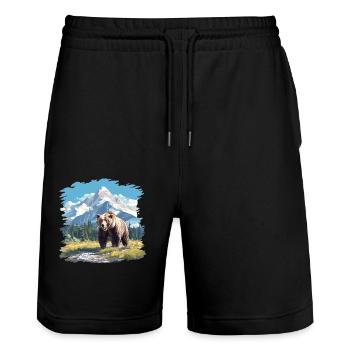 Ours Kodiak Ours Kodiak - Short de jogging bio TRAINER Stanley/Stella unisexe - noir - Devant - Nik (191cm) & Marisol (170cm)