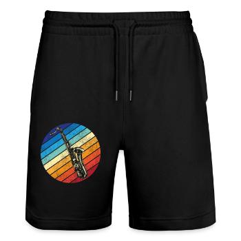 Saxophone Retro Vintage - Stanley/Stella Trainer Unisex Organic Jogging Shorts - black - Front - Nik (191cm) & Marisol (170cm)