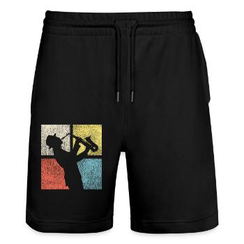 Saxophone Rétro Vintage - Short de jogging bio TRAINER Stanley/Stella unisexe - noir - Devant - Nik (191cm) & Marisol (170cm)