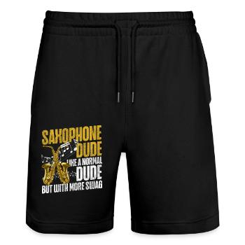 Saxophone Saxophone Dude Like A - Stanley/Stella Unisex Bio Joggingshorts Trainer  - Schwarz - Vorne - Nik (191cm) & Marisol (170cm)