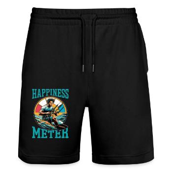 Kiteboarding Happiness Meter Water Sports Surfing - Stanley/Stella Unisex Bio Joggingshorts Trainer  - Schwarz - Vorne - Nik (191cm) & Marisol (170cm)