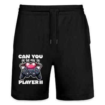 CAN YOU BE MY PLAYER II - CADEAU DE LA SAINT-VALENTIN - Short de jogging bio TRAINER Stanley/Stella unisexe - noir - Devant - Nik (191cm) & Marisol (170cm)