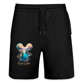 Comer See Ikonische italienische Schönheit Reise - Stanley/Stella Unisex Bio Joggingshorts Trainer  - Schwarz - Vorne - Nik (191cm) & Marisol (170cm)