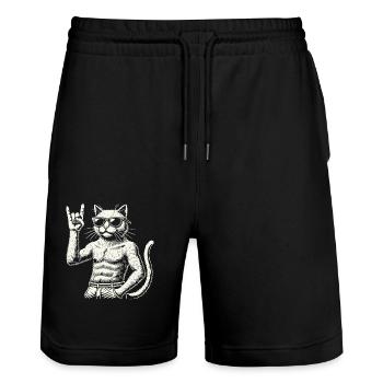 Drôle de musique rock Cat Heavy Metal Festival - Short de jogging bio TRAINER Stanley/Stella unisexe - noir - Devant - Nik (191cm) & Marisol (170cm)
