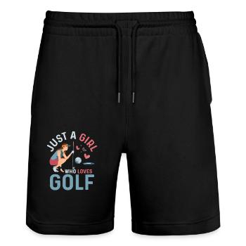 Juste une fille qui aime le golf Golfeur - Short de jogging bio TRAINER Stanley/Stella unisexe - noir - Devant - Nik (191cm) & Marisol (170cm)