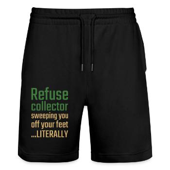 Refuse collector Valentine's Day Sweeping you - Stanley/Stella Trainer Unisex Organic Jogging Shorts - black - Front - Nik (191cm) & Marisol (170cm)