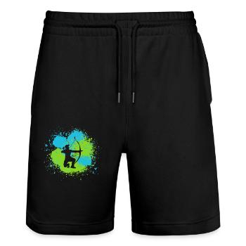 Bogenschütze Bogenschießen - Stanley/Stella Unisex Bio Joggingshorts Trainer  - Schwarz - Vorne - Nik (191cm) & Marisol (170cm)