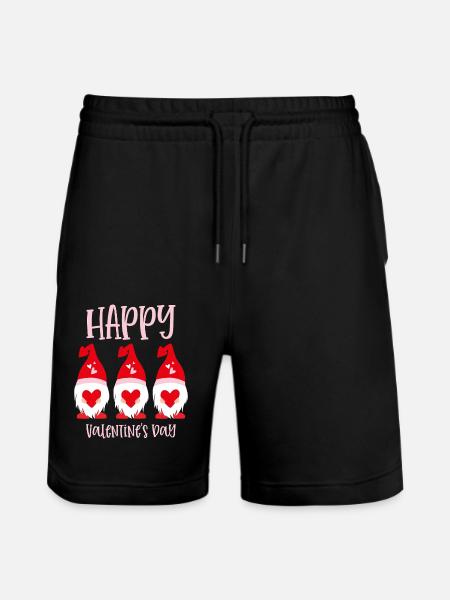 Gnome Happy Valentines Day - Stanley/Stella Trainer Unisex Organic Jogging Shorts - black