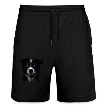 Border Collie - Stanley/Stella Unisex Bio Joggingshorts Trainer  - Schwarz - Vorne - Nik (191cm) & Marisol (170cm)