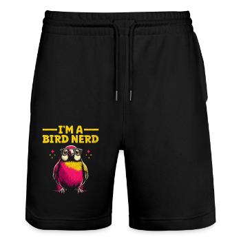 I'm A Bird Nerd Birdwatching Birdwatcher Birds - Stanley/Stella Trainer Unisex Organic Jogging Shorts - black - Front - Nik (191cm) & Marisol (170cm)