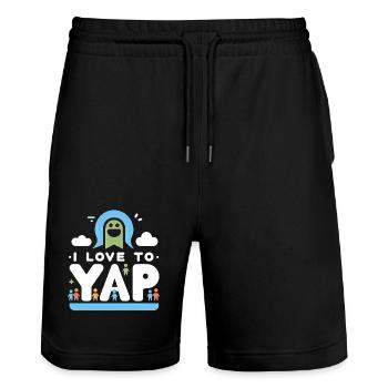 I Love To Yap 10 - Stanley/Stella Unisex Bio Joggingshorts Trainer  - Schwarz - Vorne - Nik (191cm) & Marisol (170cm)