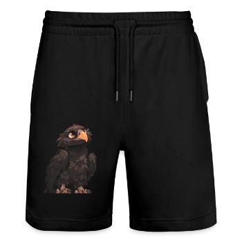 Vulture Geier - Stanley/Stella Unisex Bio Joggingshorts Trainer  - Schwarz - Vorne - Nik (191cm) & Marisol (170cm)